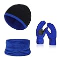 Kids Skiing Snow Winter Gloves Teddy Fleece Scarf Hat Cute Beanie Gloves Neck Warmer for Cold Weather
