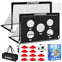 Soccer Goal,Backyard Soccer Goals for Kids 2 Pack,4x3/6x4 FT Portable Toddler Soccer Nets with Target,Ball & Cones,Soccer Training Equipment for Kids Youth Outdoor Games,Sports,Play