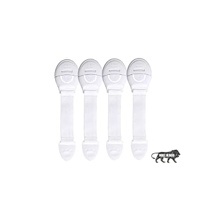 kids station baby safety nylon drawer locks-strong and adhesive childtoddlerinfants safety locks for drawerscabinetsfridge and cupboard-baby proofing product - made in india-pack of 4 white