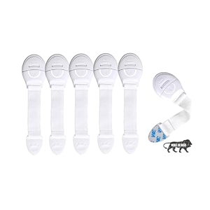 kids station kids station baby safety adjustable cabinet drawer locks straps - strong and adhesive childtoddlerinfants safety locks for drawerscabinetsfridge and cupboard - pack of 6 white