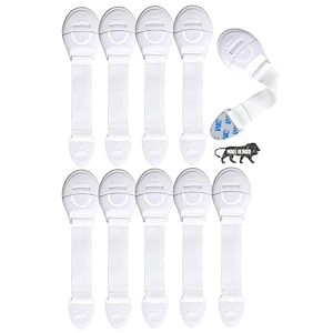 kids station furniture safety locks for baby safety - strong and adhesive safety locks for drawers cabinets fridge and cupboard baby proofing product pack of 10 white