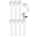 Kids Station Baby Safety Nylon Drawer Locks - Strong and Adhesive Safety Locks for Drawers, Cabinets, Fridge and Cupboard Baby Proofing Product with 3M Adhesive Tape Pack of 8 (White)