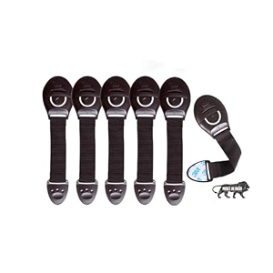 kids station furniture safety locks for baby safety - strong and adhesive childtoddlerinfants safety locks for drawers cabinets fridge and cupboard - baby proofing product - pack of 6 brown