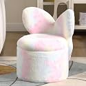 Kid Desk Chairs, Toddler Chair Comfy, Pink Ottoman Chair, 2 in 1 Children Storage Ottoman, Butterfly Chair for Girls, Cute Kids Chairs for Table, Kids Furniture for Bedroom/Playroom, Pink