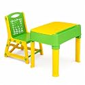 Kids Study Table with Chair | Children's Learning Desk with Storage | Study, Drawing, Homework, Reading &amp; Dining Table | Red &amp; Blue | 3–12 Years (Green/Lime Yellow)