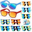 Kids Sunglasses Bulk, Kids Sunglasses Party Favors for Age 3-8, UV400 Protection Neon Kids Sunglasses Bulk for Boys Girls (Square 16 Pack Boys)