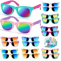 Kids Sunglasses Bulk, Kids Sunglasses Party Favors for Age 3-8, UV400 Protection Neon Kids Sunglasses Bulk for Boys Girls (Square 16 Pack)