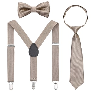 Kids Suspender Bowtie Necktie Sets - Adjustable