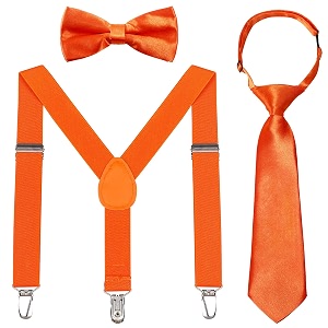 Kids Suspender Bowtie Necktie Sets - Adjustable