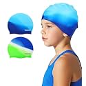 Kids Swim Cap 2 Pack,Silicone Swim Cap for Kids Ages 3-15