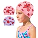 Kids Swim Cap 2 Pack,Silicone Swim Cap for Kids Ages 3-15