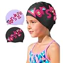 Kids Swim Cap 2 Pack,Silicone Swim Cap for Kids Ages 3-15