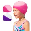 Kids Swim Cap 2 Pack,Silicone Swim Cap for Kids Ages 3-15