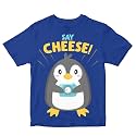 Kids T-Shirt Say Cheese Penguin with Camera