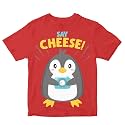 Kids T-Shirt Say Cheese Penguin with Camera