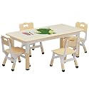 Kids Table and Chair Set, Height Adjustable Toddler Table and 4 Chairs Set for Ages 2-10, Graffiti Desktop, Non-Slip Legs, Arts &amp; Crafts Table, Children Activity Table for Daycare Classroom Home