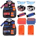 Kids Tactical Vest Kit 2 Pack for Nerf Guns Elite Series with Refill Darts Dart Pouch, Reload Clip Tactical Mask Wrist Band,Protective Glasses,Toys for 7 8 9 10 12 Year Old