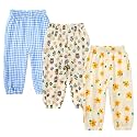 Kids Tales 3 Pack Boys Girls Cotton Linen Pants Child Basic Plain Solid Trousers Big Kids Elastic Waist Long Pants Bloomers