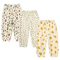 Kids Tales 3 Pack Boys Girls Cotton Linen Pants Child Basic Plain Solid Trousers Big Kids Elastic Waist Long Pants Bloomers