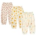 Kids Tales 3 Pack Boys Girls Cotton Linen Pants Child Basic Plain Solid Trousers Big Kids Elastic Waist Long Pants Bloomers