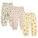 Kids Tales 3 Pack Boys Girls Cotton Linen Pants Child Basic Plain Solid Trousers Big Kids Elastic Waist Long Pants Bloomers