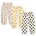 Kids Tales 3 Pack Boys Girls Cotton Linen Pants Child Basic Plain Solid Trousers Big Kids Elastic Waist Long Pants Bloomers