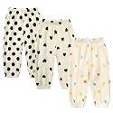 Kids Tales 3 Pack Boys Girls Cotton Linen Pants Child Basic Plain Solid Trousers Big Kids Elastic Waist Long Pants Bloomers