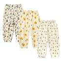Kids Tales 3 Pack Boys Girls Cotton Linen Pants Child Basic Plain Solid Trousers Big Kids Elastic Waist Long Pants Bloomers