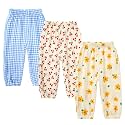 Kids Tales 3 Pack Boys Girls Cotton Linen Pants Child Basic Plain Solid Trousers Big Kids Elastic Waist Long Pants Bloomers