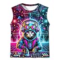 Kids Tie Dye Tank Tops Boys Girls Sleeveless Tee 5-14 Years