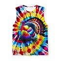 Kids Tie Dye Tank Tops Childrens Sleeveless T Shirts Hippies Tees for 5-14 Years Boys Girls
