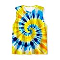 Kids Tie Dye Tank Tops Childrens Sleeveless T Shirts Hippies Tees for 5-14 Years Boys Girls