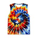 Kids Tie Dye Tank Tops Childrens Sleeveless T Shirts Hippies Tees for 5-14 Years Boys Girls