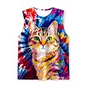 Kids Tie Dye Tank Tops Childrens Sleeveless T Shirts Hippies Tees for 5-14 Years Boys Girls