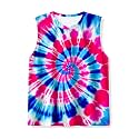 Kids Tie Dye Tank Tops Childrens Sleeveless T Shirts Hippies Tees for 5-14 Years Boys Girls