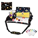 Kids Travel Tray for Car Seat, Toddler Car Seat Activity Tray, Kids Carseat Lap Table, Road Trip Essentials for Airplane, Lap Desk for Kid Roadtrip Activities, Cosmic Dino