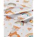 Kids Twin Rainbow Foxes Bed Sheets - 3 Piece Kids Rainbow Foxes Sheet Set