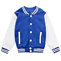 Kids Varsity Baseball Jacket Girls Boys Lightweight Cardigan Sweats Varsity Sport Team Uniforms School Coat with Pocket