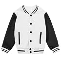 Kids Varsity Baseball Jacket Girls Boys Lightweight Cardigan Sweats Varsity Sport Team Uniforms School Coat with Pocket