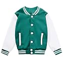 Kids Varsity Baseball Jacket Girls Boys Lightweight Cardigan Sweats Varsity Sport Team Uniforms School Coat with Pocket