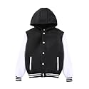 Kids Varsity Jacket Boys Girls Hooded Lightweight Baseball Coat