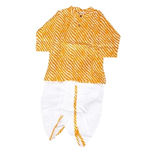 Presents Stylish Festive Leheriya Print Kurta Dhoti