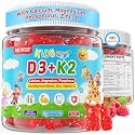 Kids Vitamin D3 K2 Gummies + Calcium & Magnesium For Bone & Brain, 60 Cts