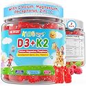 Kids Vitamin D3 K2 Gummies + Calcium &amp; Magnesium, Phosphorus, ZInc, 2 Pack