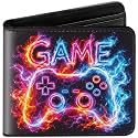 Kids Wallet for Boys, Gaming Boys Wallet for Kids Ages 4-5-6-7-8-9-10-11-12-13-14-15-16, Gamer Wallet for Teen Boy, Video Game Christmas Birthday Gift Stocking Stuffer for Teenage Teenager Leather