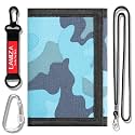 Kids Wallet for Boys Girls Teens Trifold, Canvas Toddler Wallet for Boys, Cute Zipper Wallets Youth with Coin Pocket and Card Holders, Novelty Wallets for Childrens Birthday Gifts (Camo blue suit)