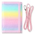 Kids Wallet for Boys Girls Teens Trifold, Canvas Toddler Wallet for Boys, Cute Zipper Wallets Youth with Coin Pocket Card Holders, Novelty Wallets for Childrens Birthday Gifts (Rainbow Glitter01 suit)