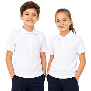 Kids White Polo Neck T-Shirt Half