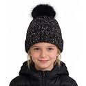 Kids Winter Beanie Hat - Fleece Lined Layer Chunky Knit Pom-Pom Stocking Cap for 3-12 Years Boys Girls Cold Weather