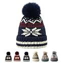 Kids Winter Beanie Hat - Fleece Lined Layer Chunky Knit Pom-Pom Stocking Cap for 3-12 Years Boys Girls Cold Weather